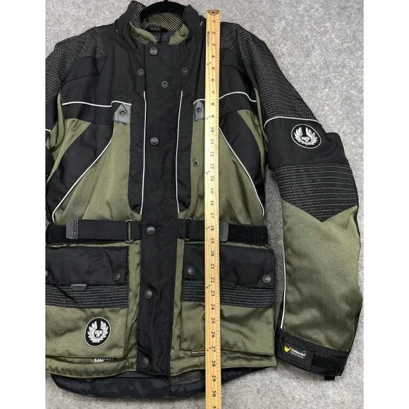 Vintage Belstaff Motorcycle Jacket Green Black Small Cordura Scotchlite Armored